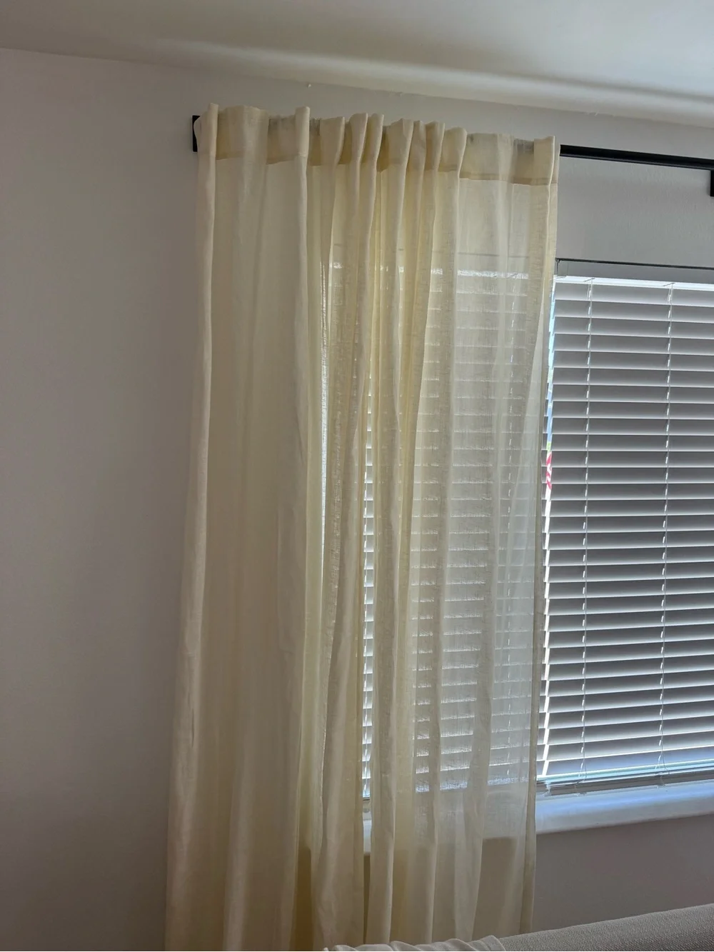 West Elm Sheer European Flax Linen Curtain - Alabaster 48 x 108. 2 panels